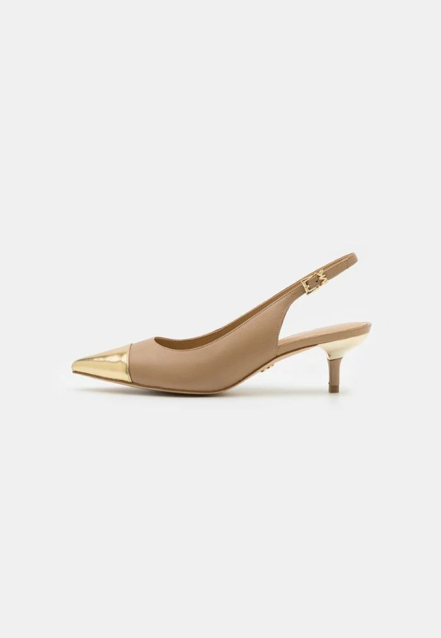 Clearance Michael Michael Kors Kadence Toe Cap Kitten Classic Heels Camel