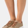 New Michael Michael Kors Keaton Lace Up Trainers Beige/Ebony