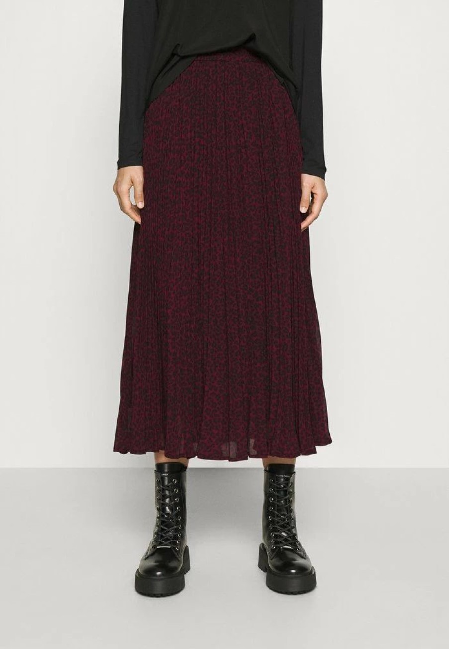 Clearance Michael Michael Kors Pleated Skirt A-Line Skirt Dark Ruby