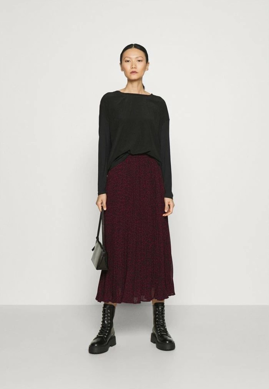 Clearance Michael Michael Kors Pleated Skirt A-Line Skirt Dark Ruby