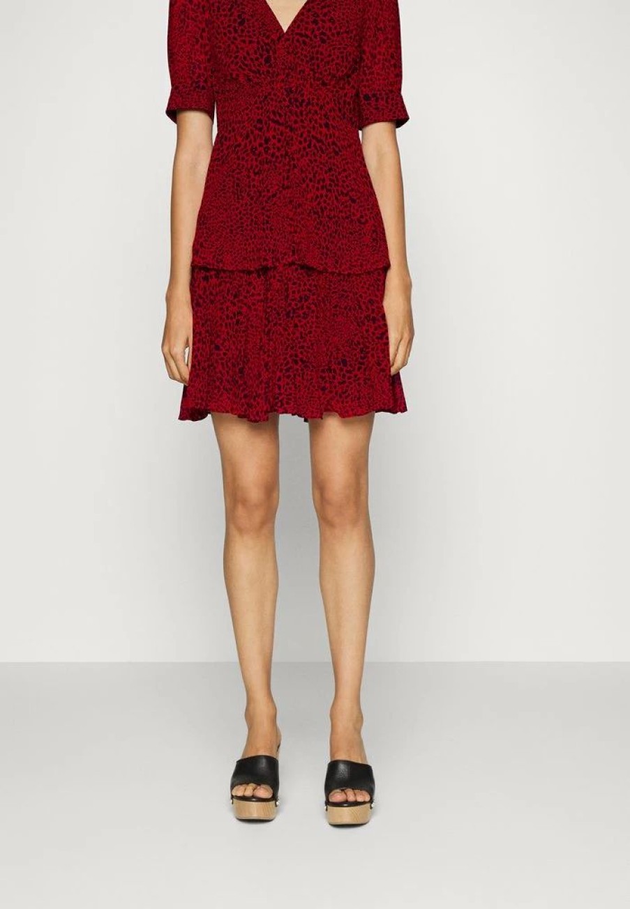 New Michael Michael Kors Animal A-Line Skirt Red