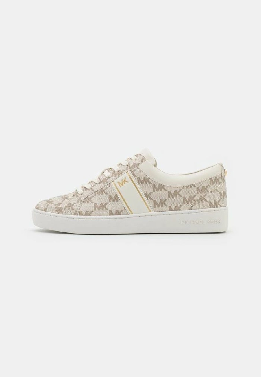 Clearance Michael Michael Kors Juno Stripe Lace Up Trainers Vanilla