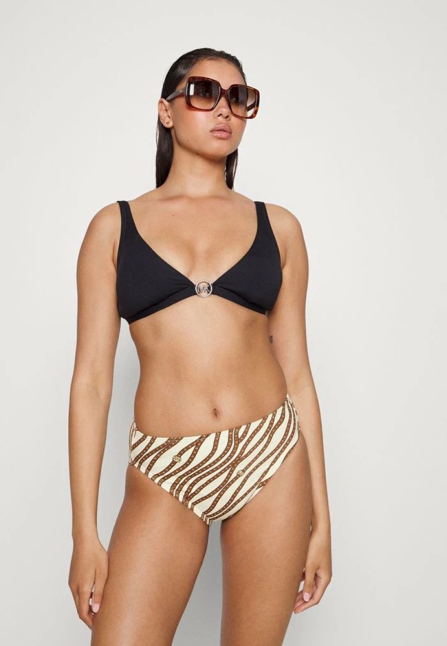 Best Michael Michael Kors Diagonal Belt High Leg Bottom Bikini Bottoms Bone