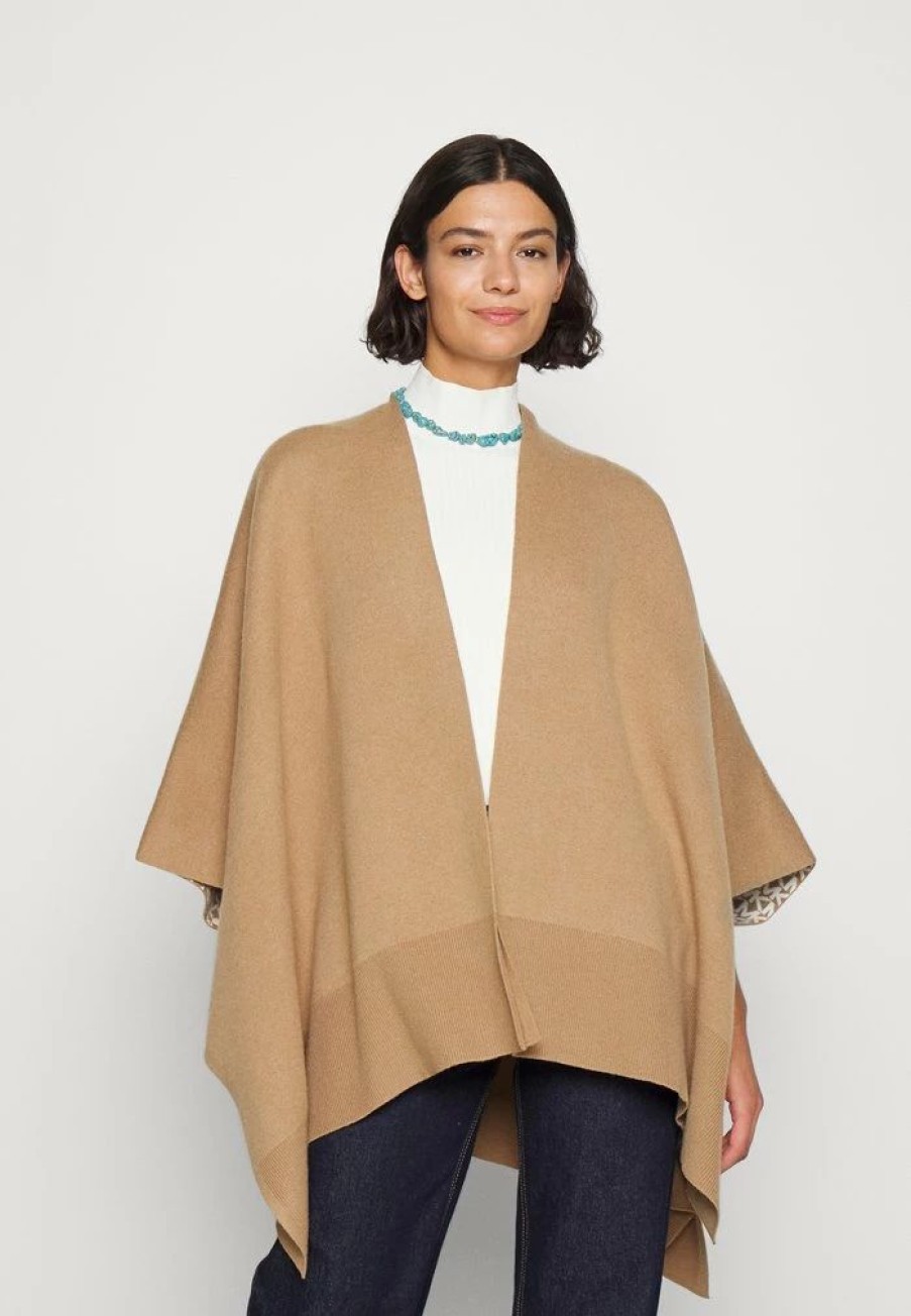 Best Michael Michael Kors Reversible Logo Poncho Cape Cafe