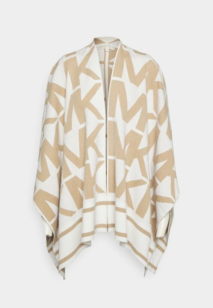 Hot Michael Michael Kors Logo Poncho Cape White/Khaki