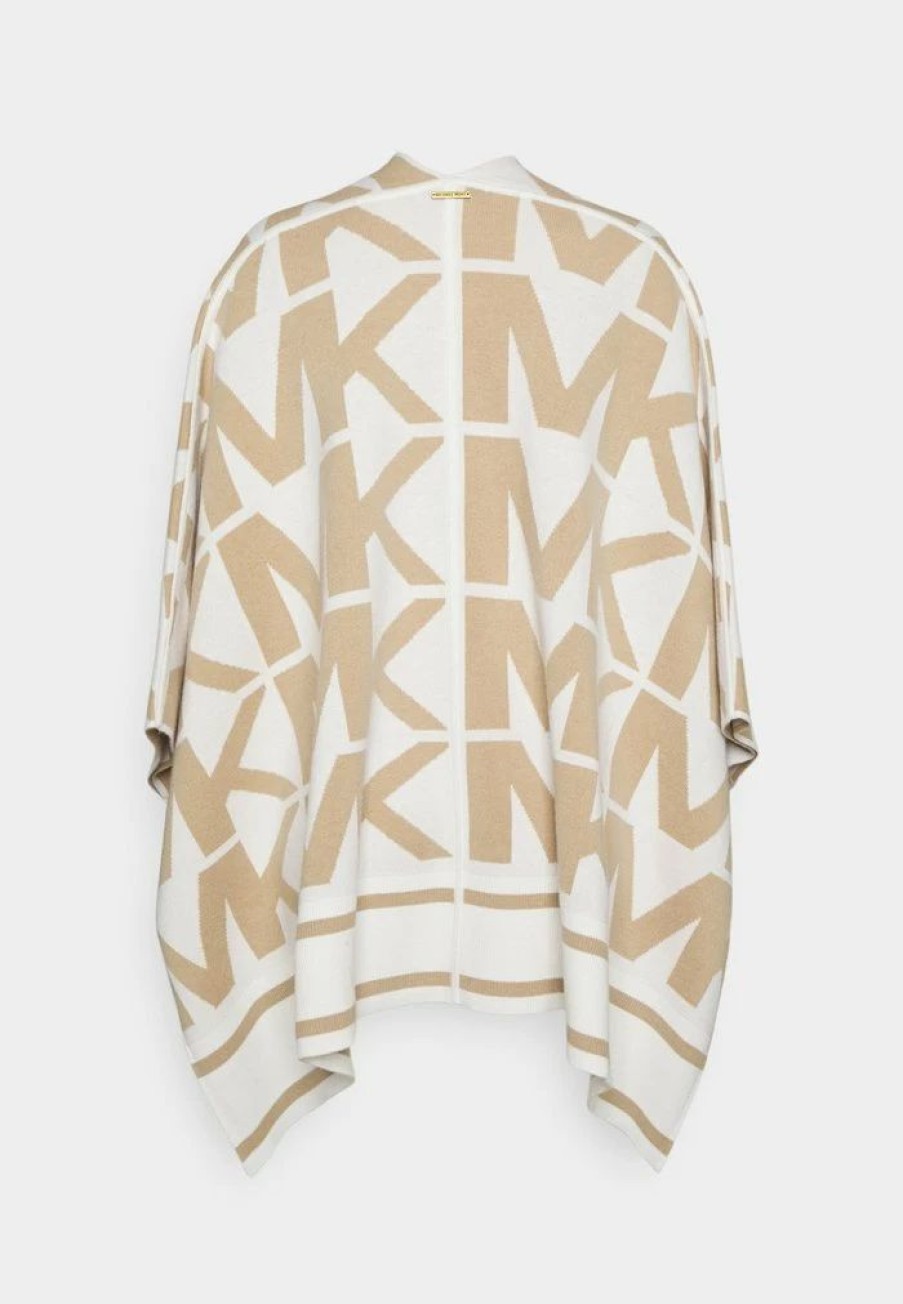 Hot Michael Michael Kors Logo Poncho Cape White/Khaki