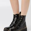 New Michael Michael Kors Haskell Bootie Platform Ankle Boots Black