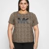 Online Michael Michael Kors Leopard Logo Tee Print T-Shirt Dark Camel