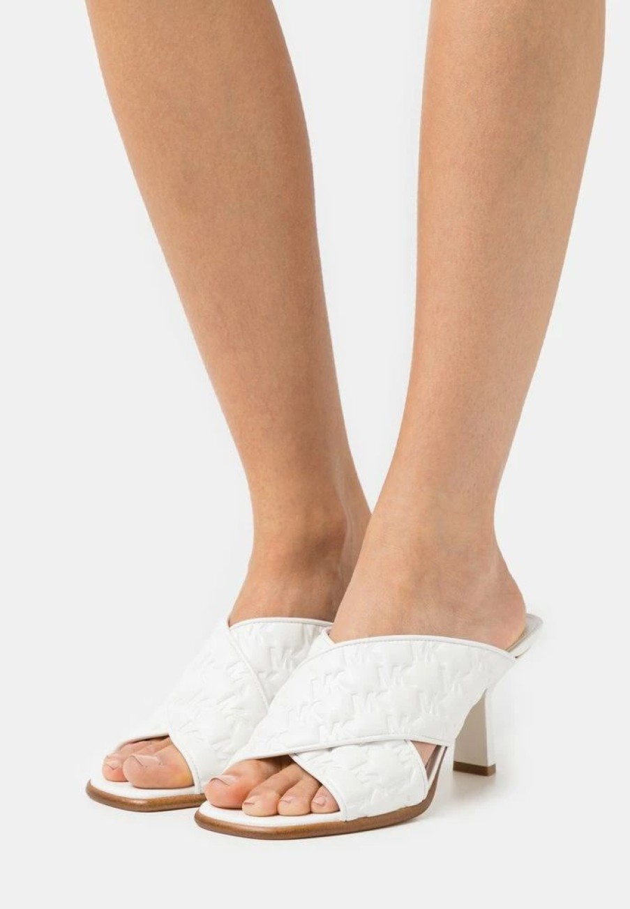 Online Michael Michael Kors Gideon Mule Heeled Mules Optic White