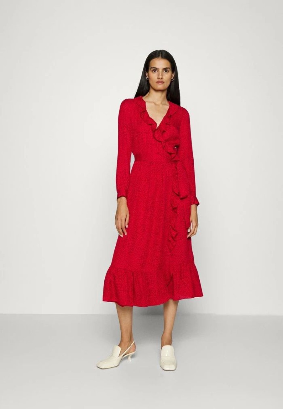 Best Michael Michael Kors Wrap Day Dress Crimson