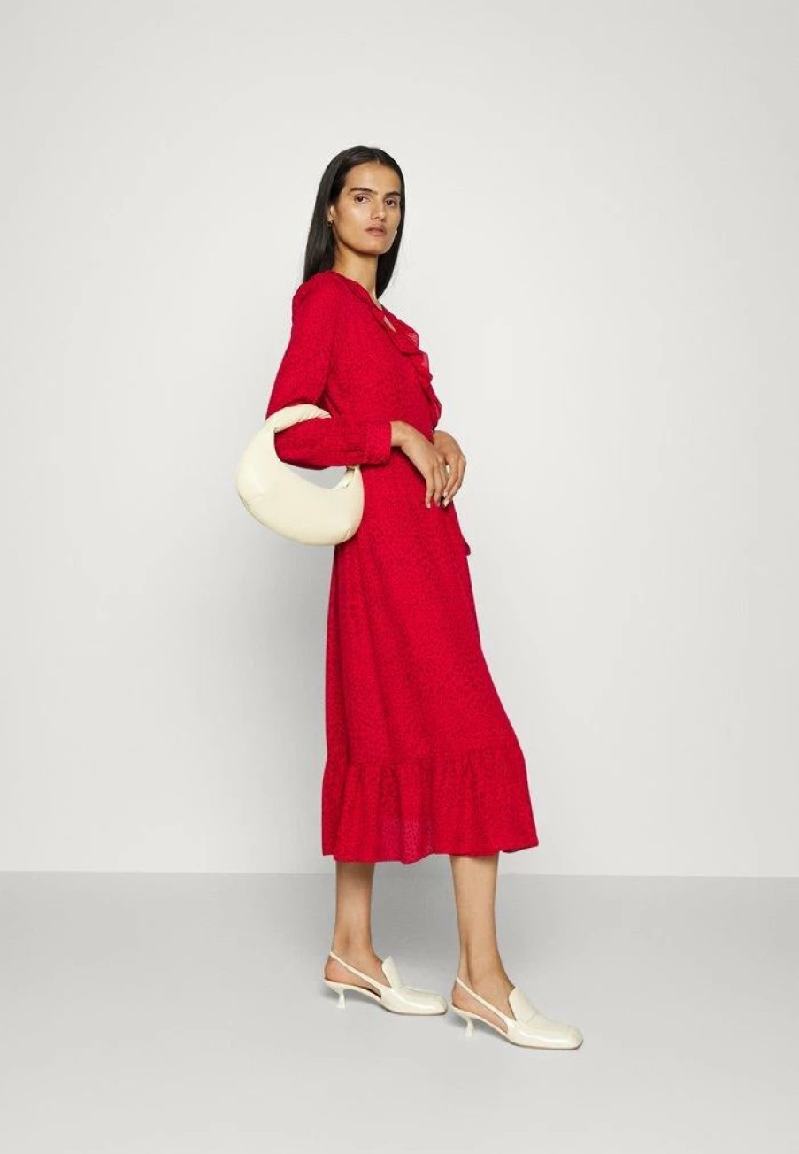 Best Michael Michael Kors Wrap Day Dress Crimson