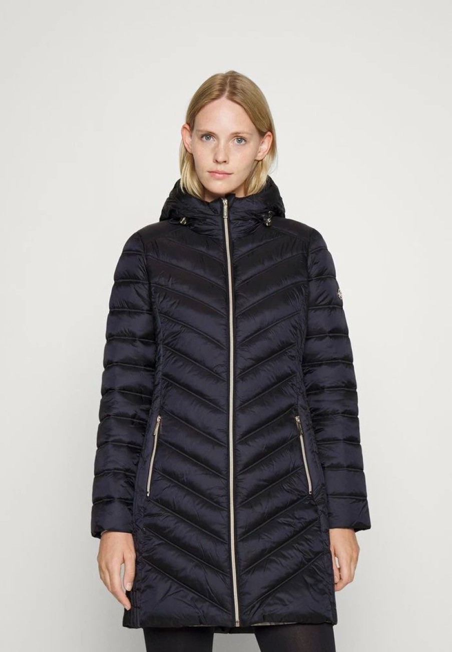 New Michael Michael Kors Long Packable Puffer Classic Coat Dark Navy