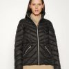 New Michael Michael Kors Chevron Quilted Packable Light Jacket Black