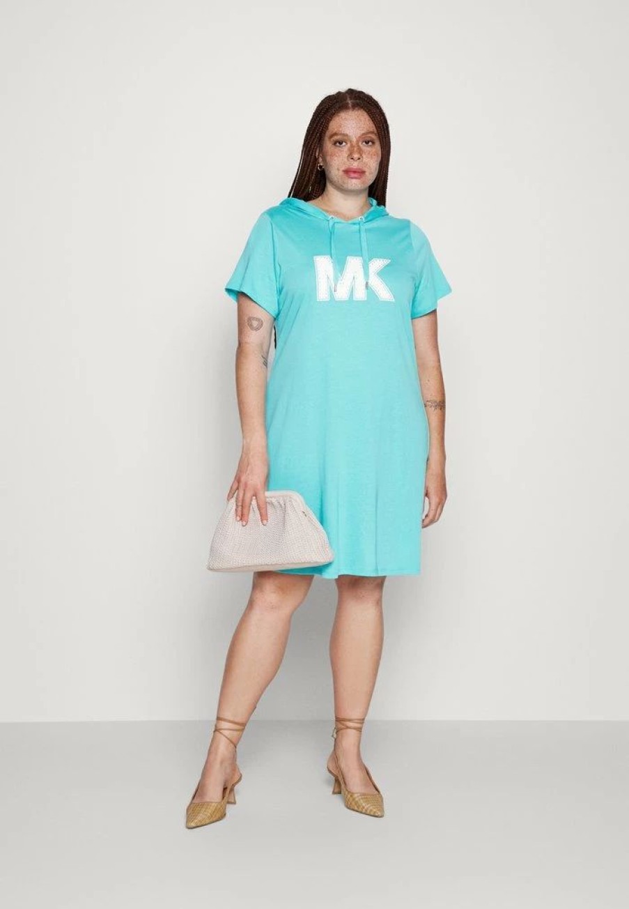 Clearance Michael Michael Kors Mkstud Dress Plus Size Shirt Dress Turquoise