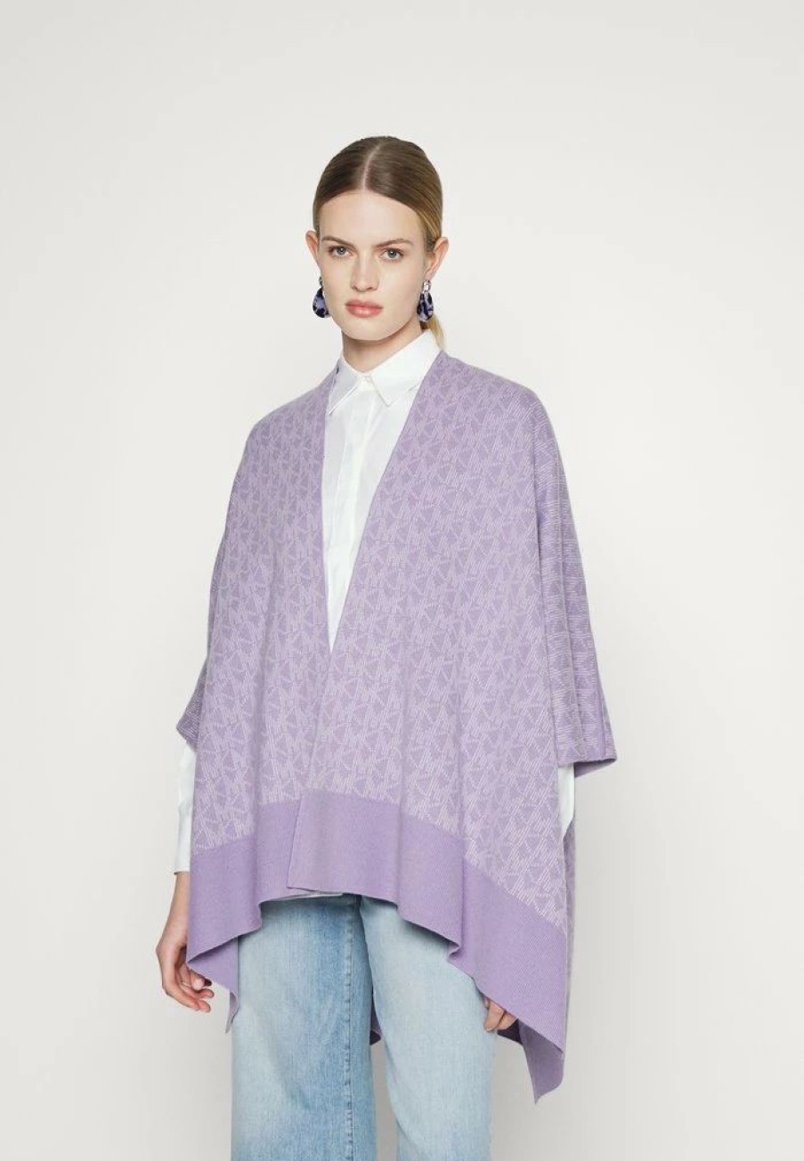 Online Michael Michael Kors Bold Intarsia Poncho Cape Lavender Mist