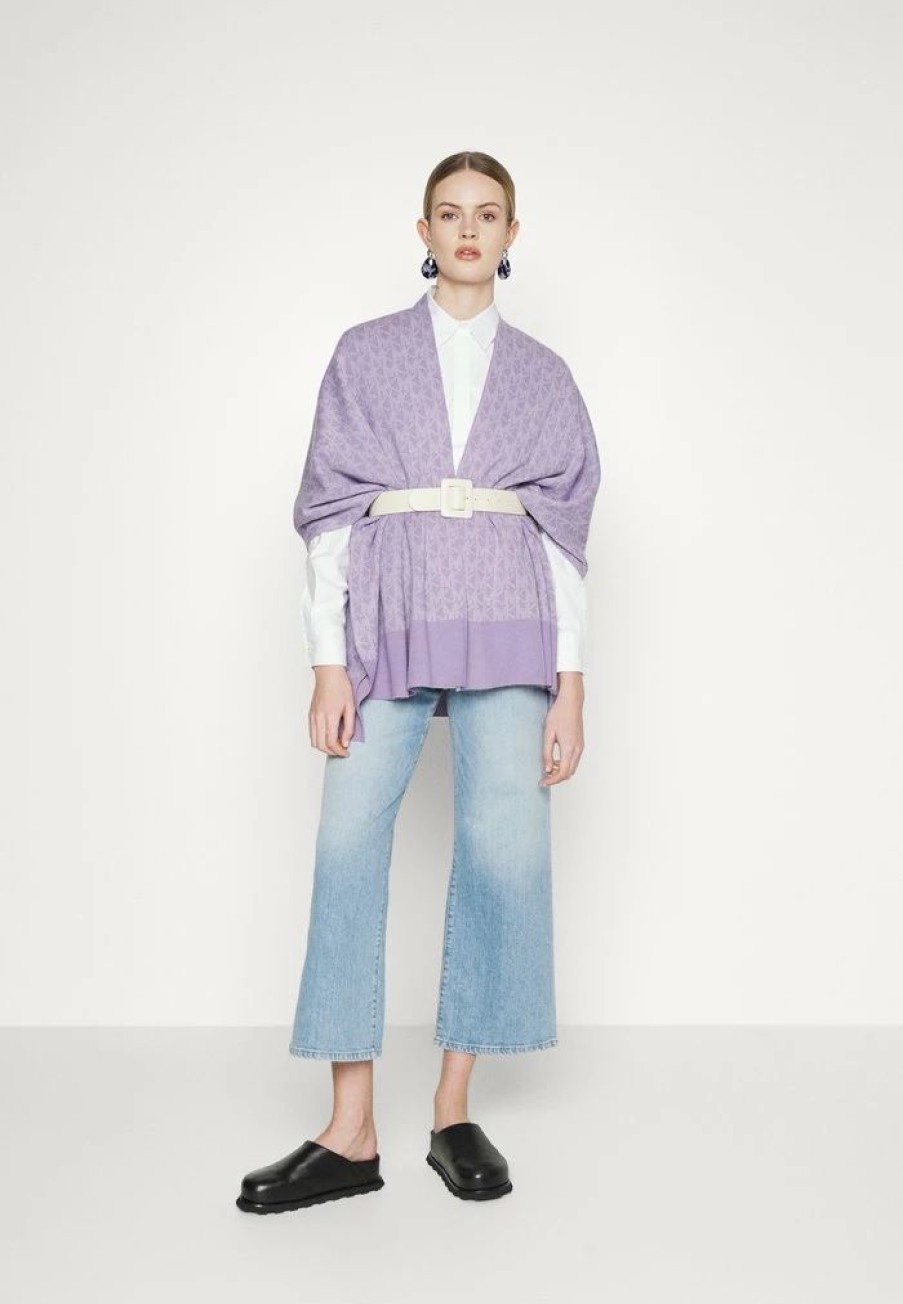 Online Michael Michael Kors Bold Intarsia Poncho Cape Lavender Mist