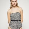 Online Michael Michael Kors Mini Leopard Bandeau Swimsuit Black