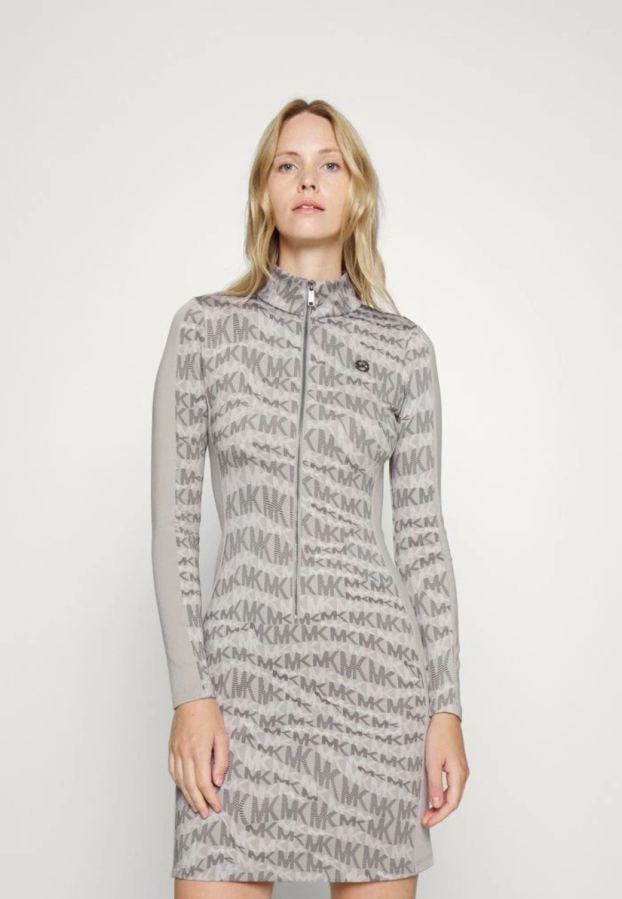 Hot Michael Michael Kors Half Zip Mini Jumper Dress Nickel