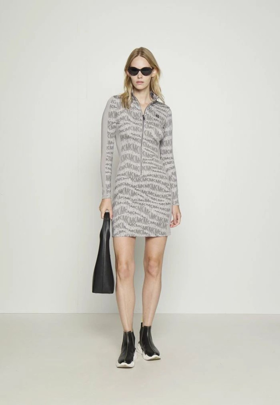 Hot Michael Michael Kors Half Zip Mini Jumper Dress Nickel