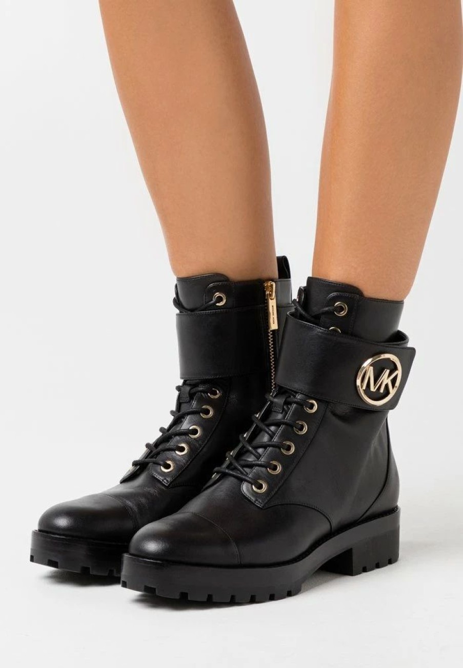 New Michael Michael Kors Tatum Boot Lace-Up Ankle Boots Black