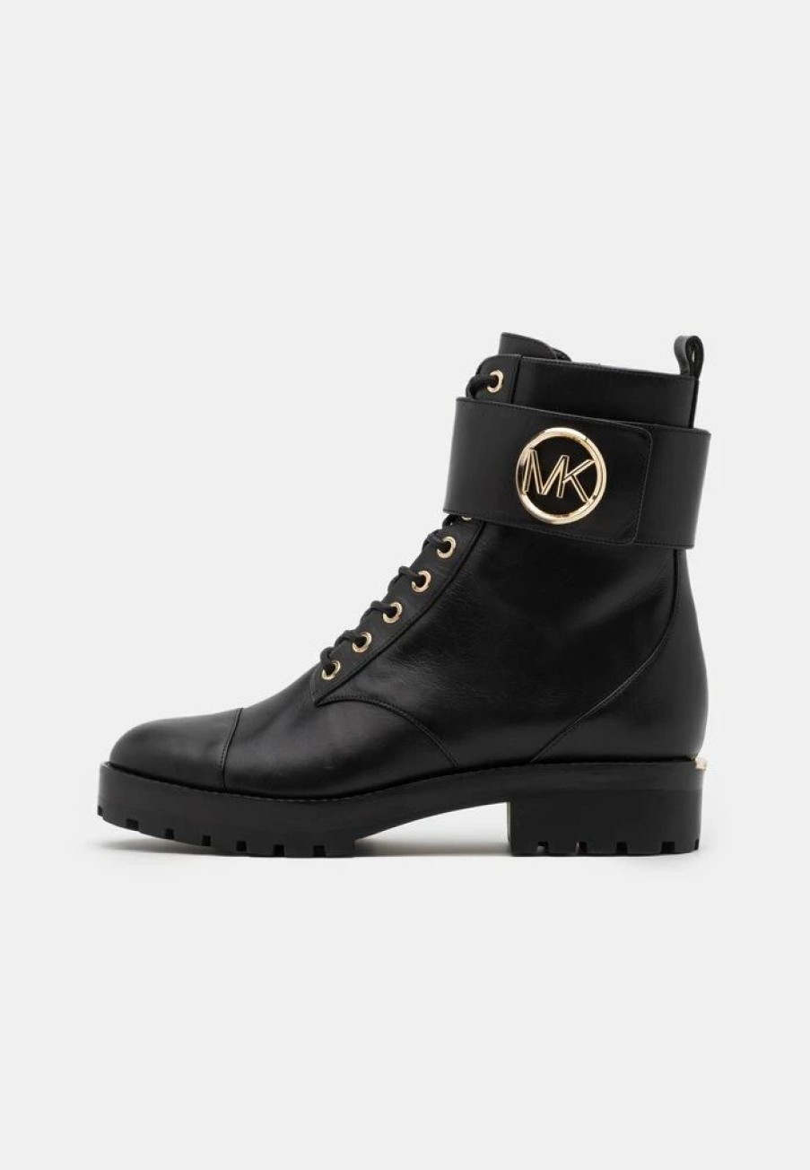 New Michael Michael Kors Tatum Boot Lace-Up Ankle Boots Black