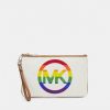 New Michael Michael Kors Jet Wristlet Clutch Optic White