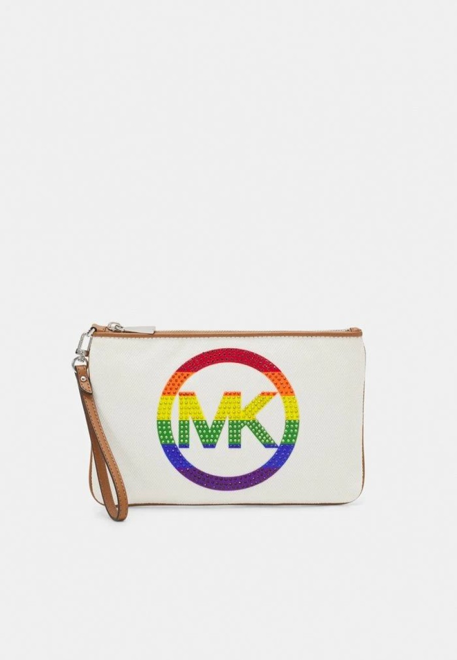 New Michael Michael Kors Jet Wristlet Clutch Optic White