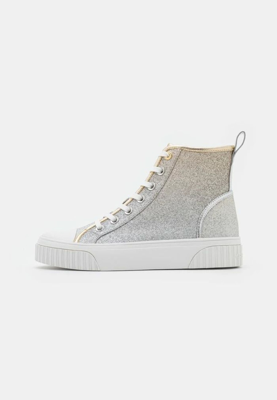 Clearance Michael Michael Kors Gertie High-Top Trainers Silver/Platingold