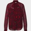 Clearance Michael Michael Kors Soft Python Bow Blouse Button-Down Blouse Crimson