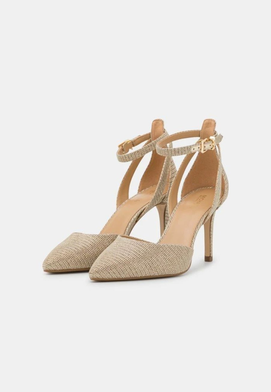 New Michael Michael Kors Mirabel Flex Classic Heels Pale Gold