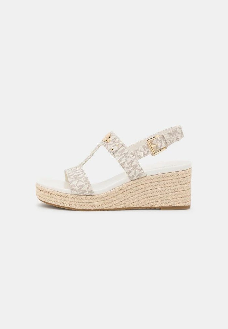 Clearance Michael Michael Kors Plate Wedge Platform Sandals Vanilla/Multi-Coloured