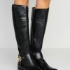 New Michael Michael Kors Fulton Harness Boots Black