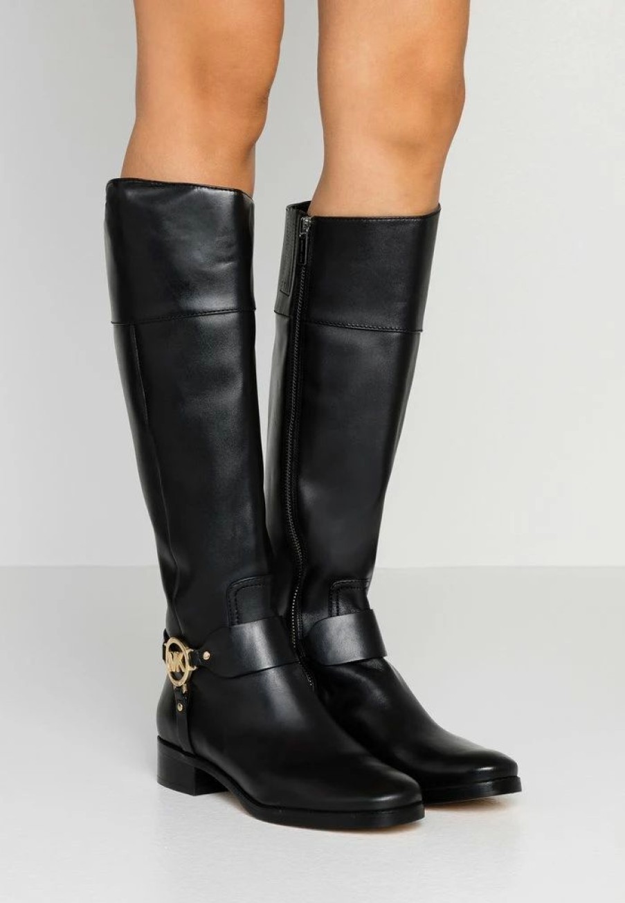 New Michael Michael Kors Fulton Harness Boots Black