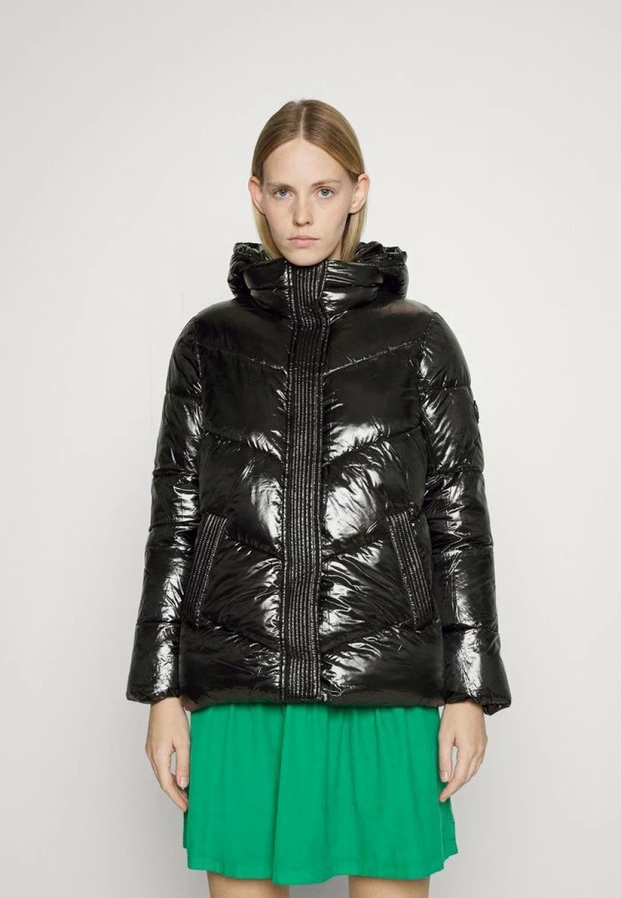 Clearance Michael Michael Kors Short Length Puffer With Diagonal Quilting Down Coat Black