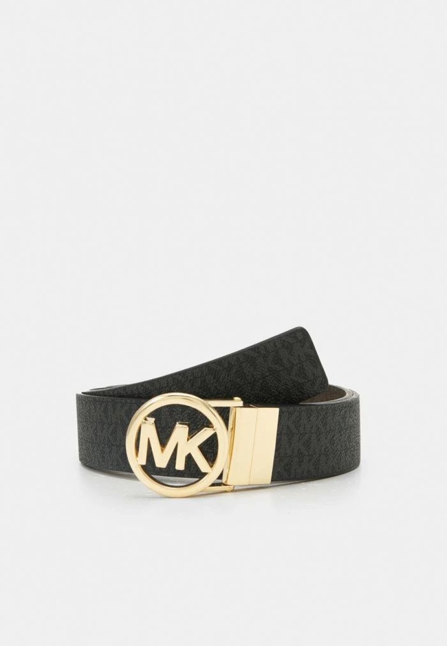 Best Michael Michael Kors Logo Belt Belt Black/Brown/Gold