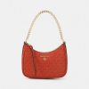 New Michael Michael Kors Jet Charm Chain Pouchette Handbag Deep Orange