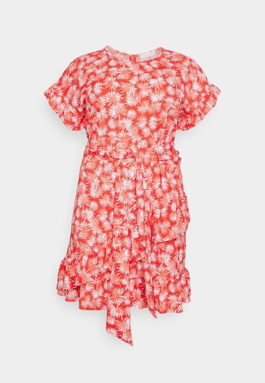 Online Michael Michael Kors Palm Ruffle Wrap Dress Day Dress Sangria