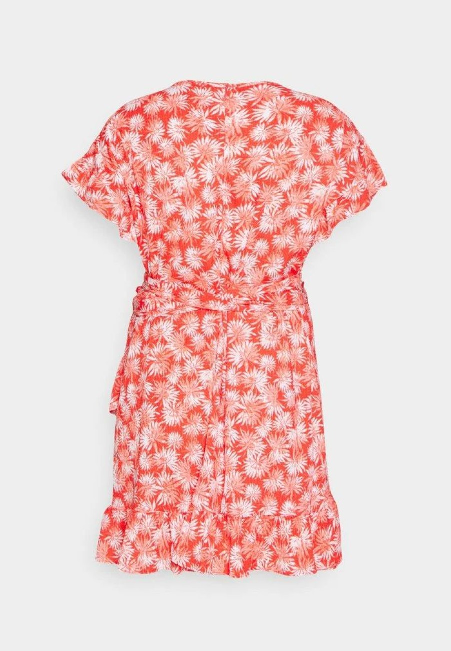 Online Michael Michael Kors Palm Ruffle Wrap Dress Day Dress Sangria