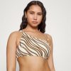 Wholesale Michael Michael Kors Diagonal Belt Logo Ring Oneshoulder Bikini Top Bone