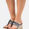 Online Michael Michael Kors Verity Wedge T-Bar Sandals Black/Multi-Coloured