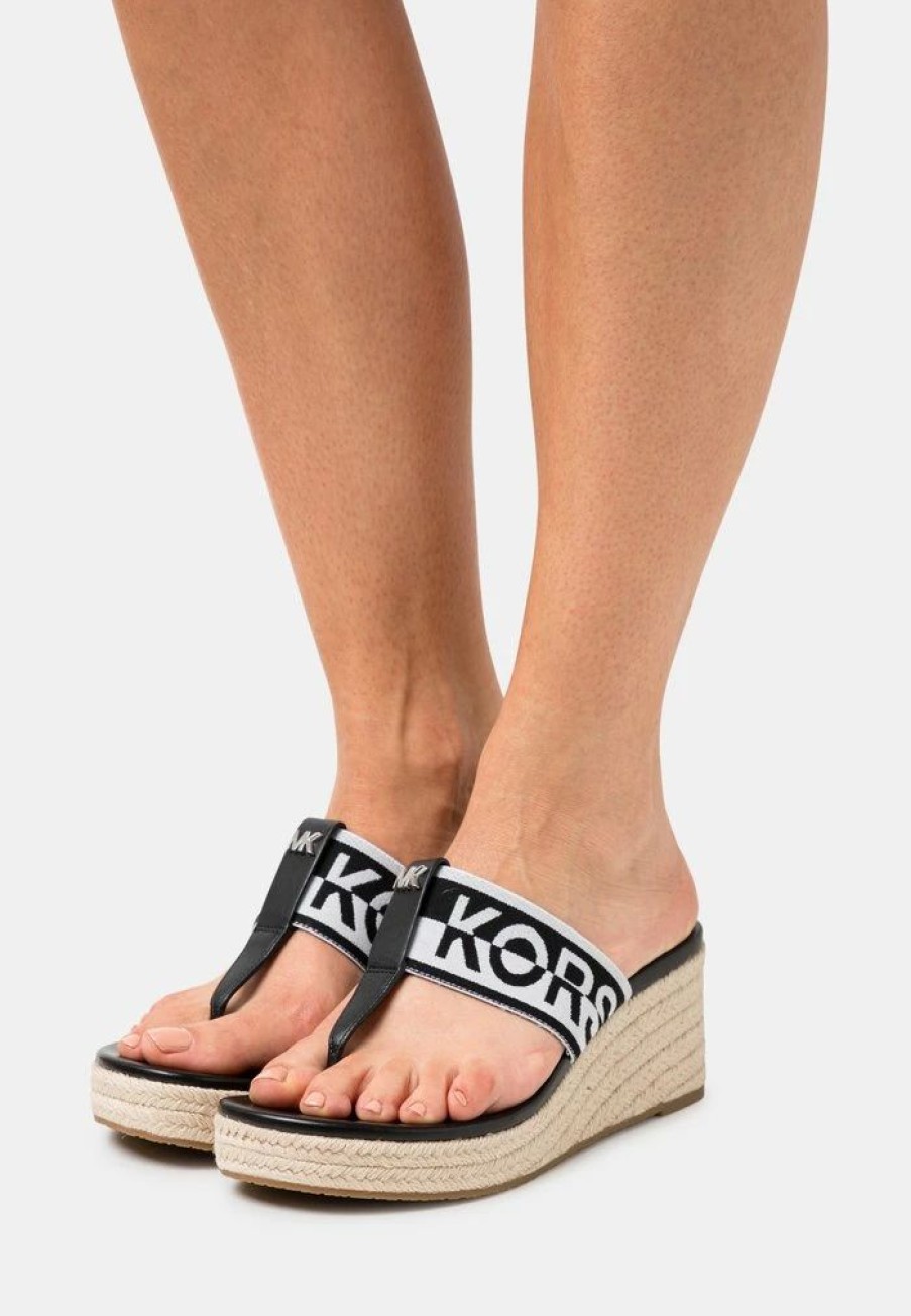 Online Michael Michael Kors Verity Wedge T-Bar Sandals Black/Multi-Coloured