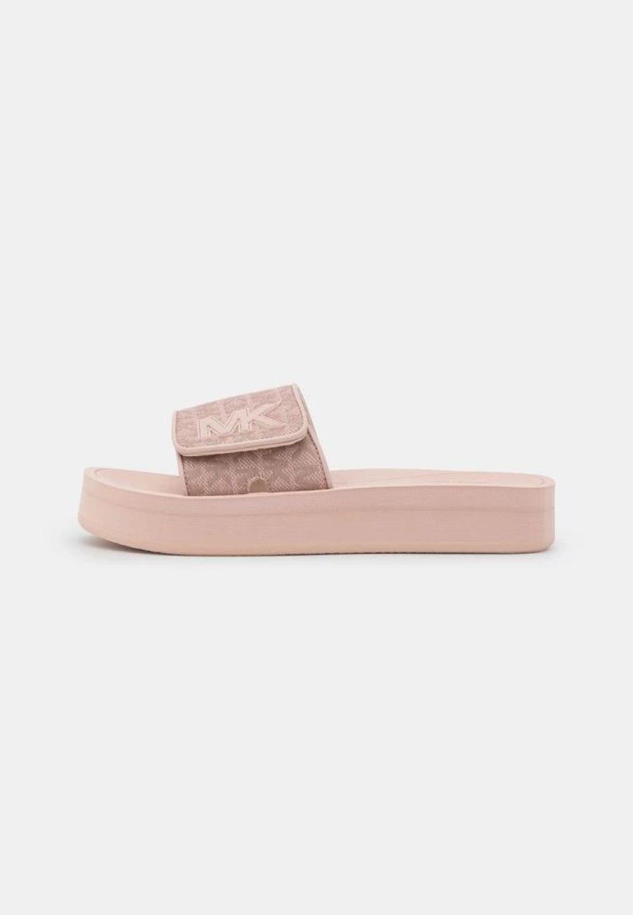 Clearance Michael Michael Kors Platform Slide Mules Soft Pink/Fawn