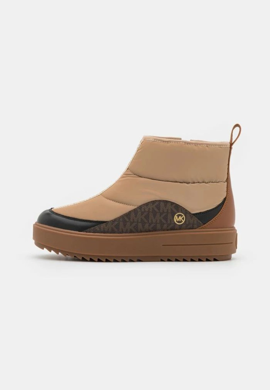 Online Michael Michael Kors Emmett Quilted Bootie Platform Ankle Boots Camel