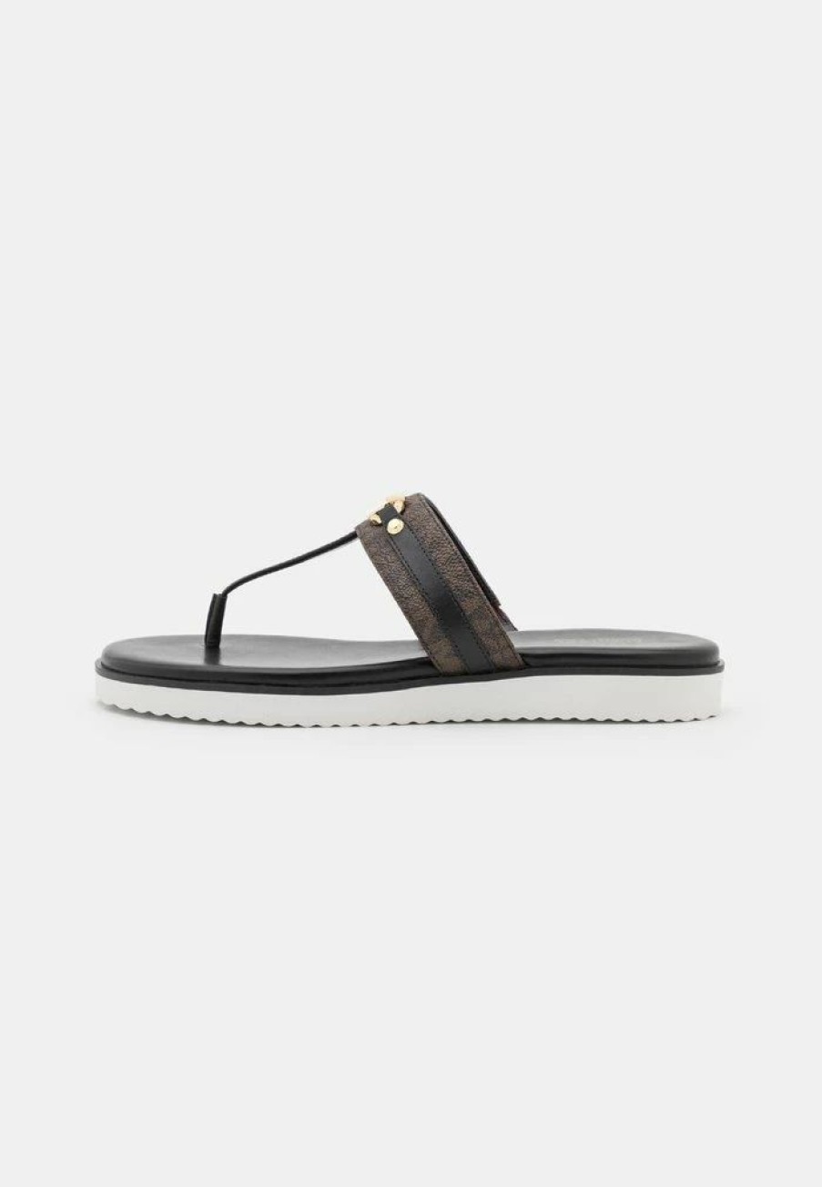 Online Michael Michael Kors Farrah Thong T-Bar Sandals Black/Multi-Coloured