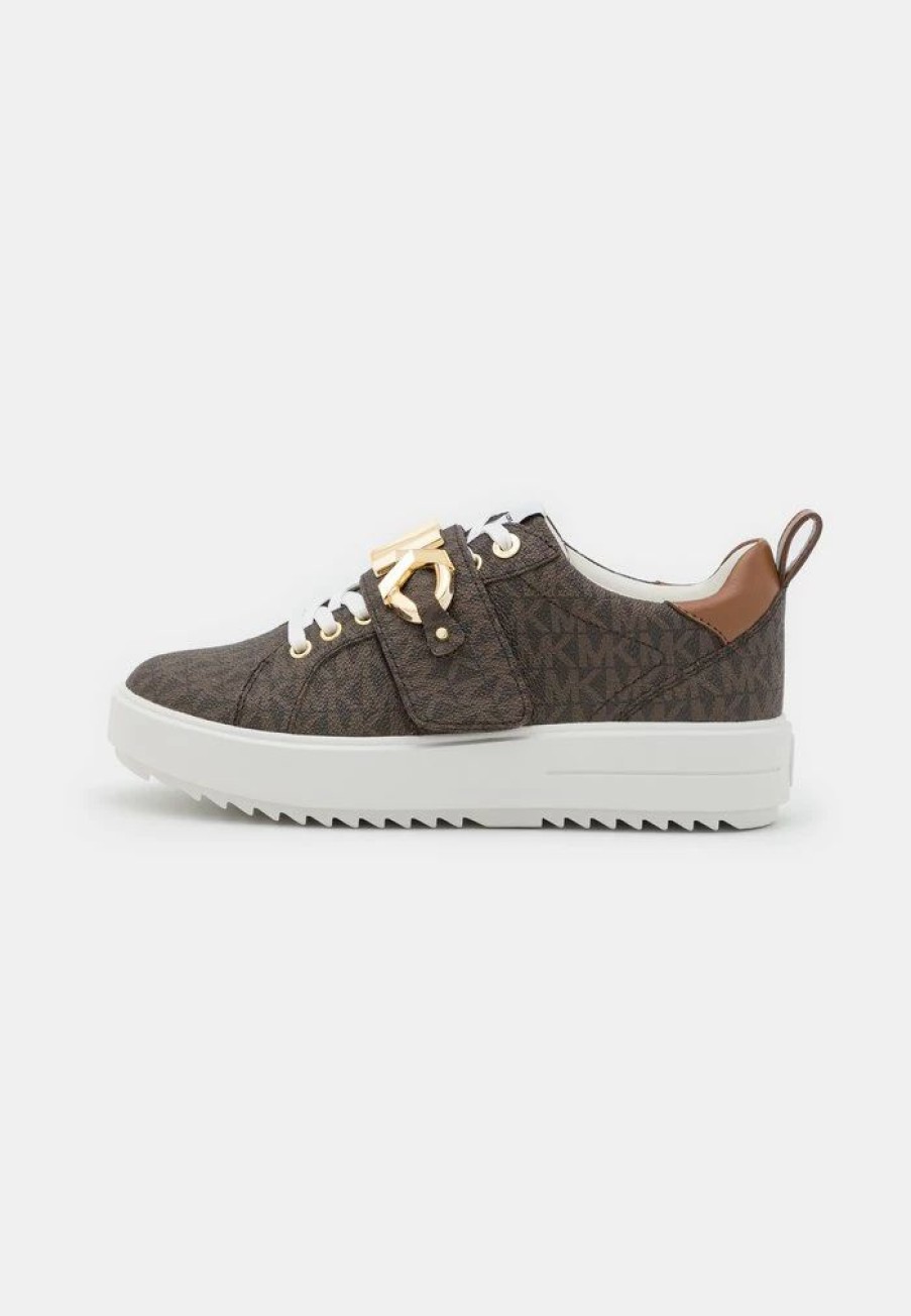 Wholesale Michael Michael Kors Emmett Strap Lace Up Trainers Brown