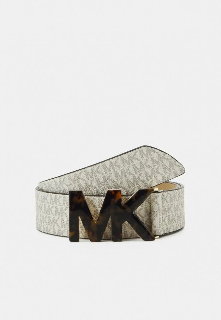 New Michael Michael Kors Logo Belt Buckle Belt Vanilla/Gold