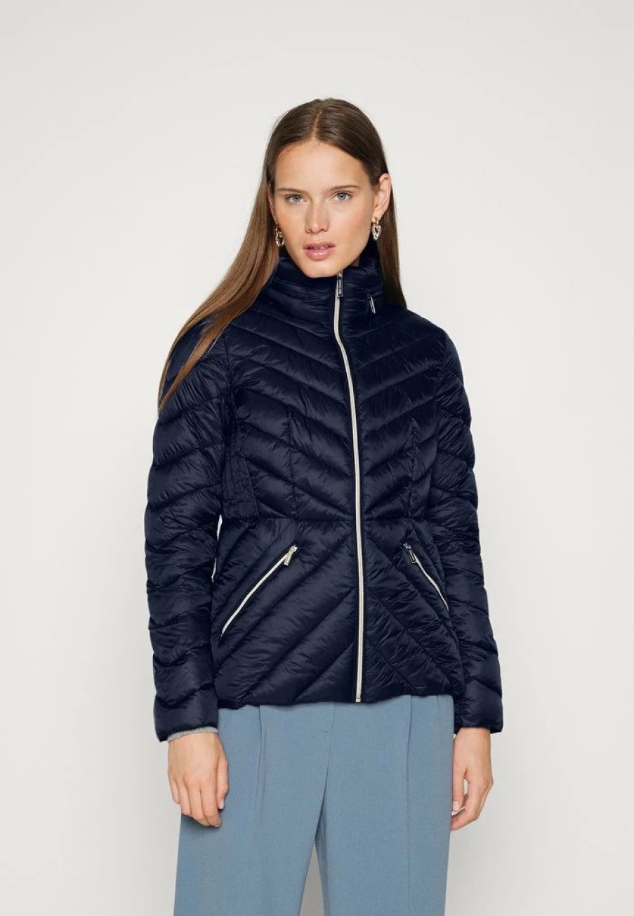 Online Michael Michael Kors Chevron Quilted Packable Light Jacket Midnight