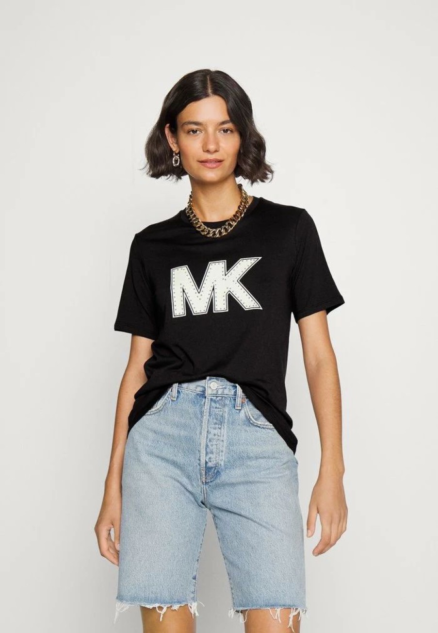 New Michael Michael Kors Stud Classic Print T-Shirt Black