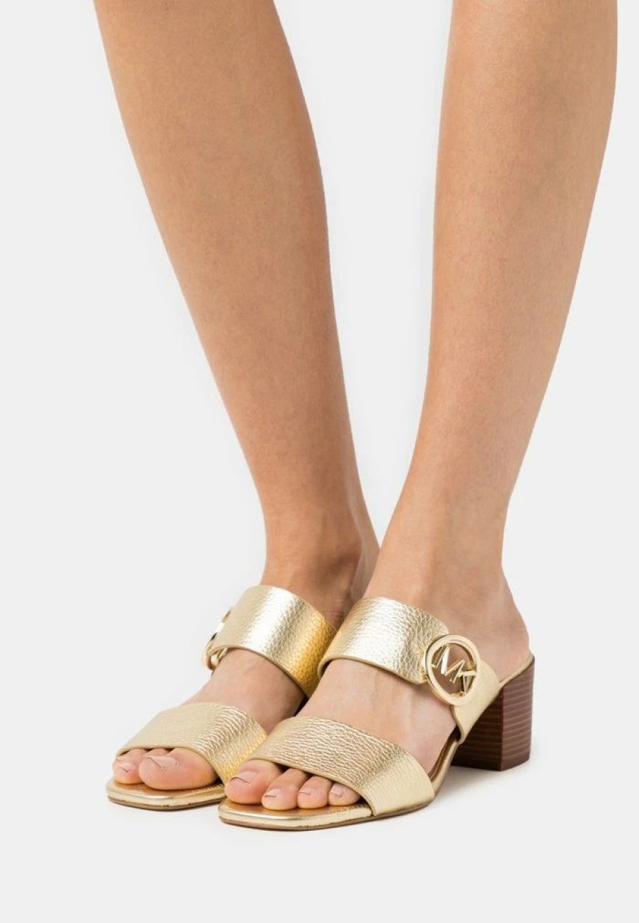 Wholesale Michael Michael Kors Summer Mid Heeled Mules Pale Gold