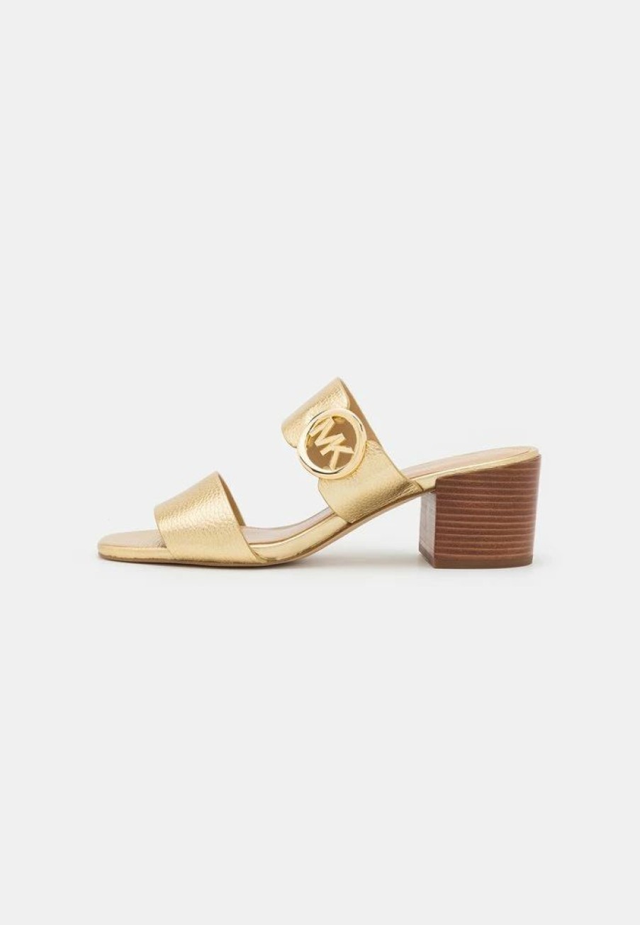 Wholesale Michael Michael Kors Summer Mid Heeled Mules Pale Gold